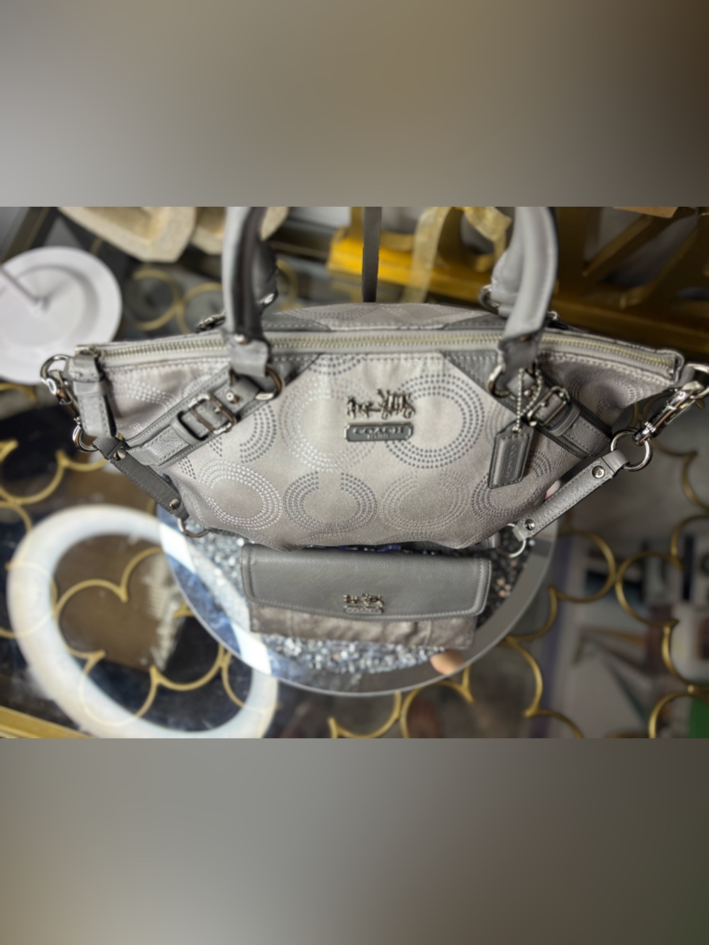 Coach 2010 Madison Dotted Op Art Sophia satchel and matching wallet EUC - Picture 6 of 14